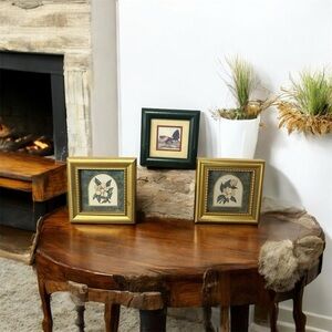 Vintage Heartfelt three miniature framed art. 4x4.